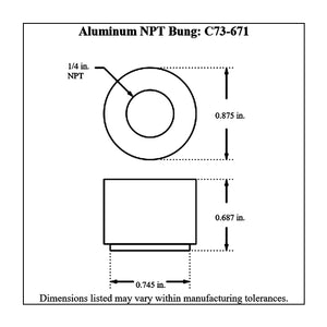 c73-671diagram Pro-werks NPT Female Weld Bung Aluminum 1 4 NPT