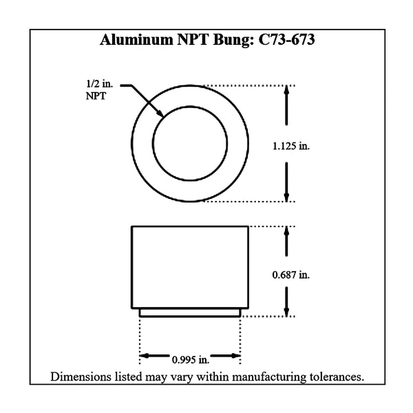 c73-673diagram NPT Female Weld Bung Aluminum 1 2 NPT