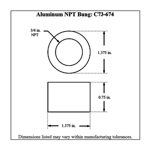 c73-674diagram NPT Female Weld Bung Aluminum 3 4 NPT