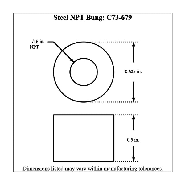 c73-679diagram NPT Female Weld Bung Mild Steel 1 16 NPT