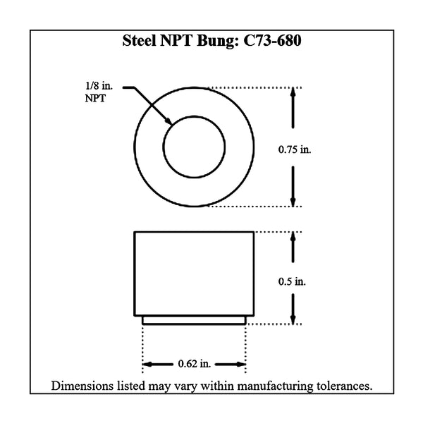 c73-680diagram NPT Female Weld Bung Mild Steel 1 8 NPT