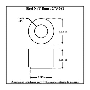 c73-681diagram Pro-werks NPT Female Weld Bung Mild Steel 1 4 NPT