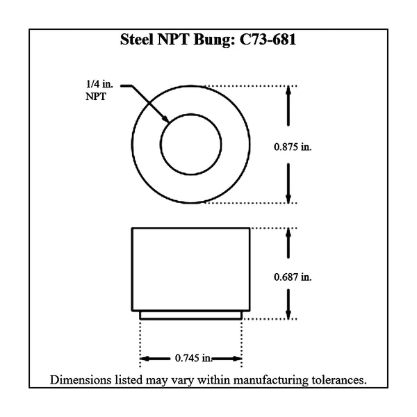 c73-681diagram NPT Female Weld Bung Mild Steel 1 4 NPT