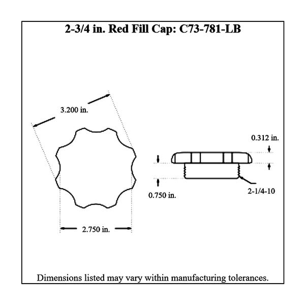 c73-706-blkdiagram Easy Turn Fill Cap with Lanyard Boss and Aluminum Fuel Cell Bung Black 6 Bolt: 2-3 4 Inch Cap Red