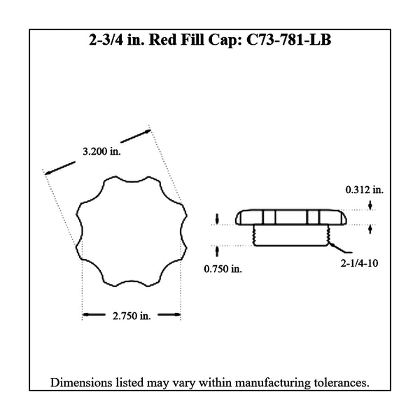 c73-706diagram Easy Turn Fill Cap with Lanyard Boss and Aluminum Fuel Cell Bung Silver 6 Bolt: 2-3 4 Inch Cap Red