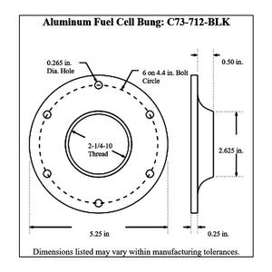 c73-707-blkdiagram2 Pro-werks Easy Turn Fuel Cell Filler Cap with Lanyard Boss and 12-Bolt Aluminum Fuel Cell Bung Black 6 Bolt: 2-3 4 Inch Cap Blue