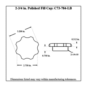 c73-709diagram Pro-werks Easy Turn Fuel Cell Filler Cap with Lanyard Boss and 12-Bolt Aluminum Fuel Cell Bung Silver 6 Bolt: 2-3 4 Inch Cap Polished