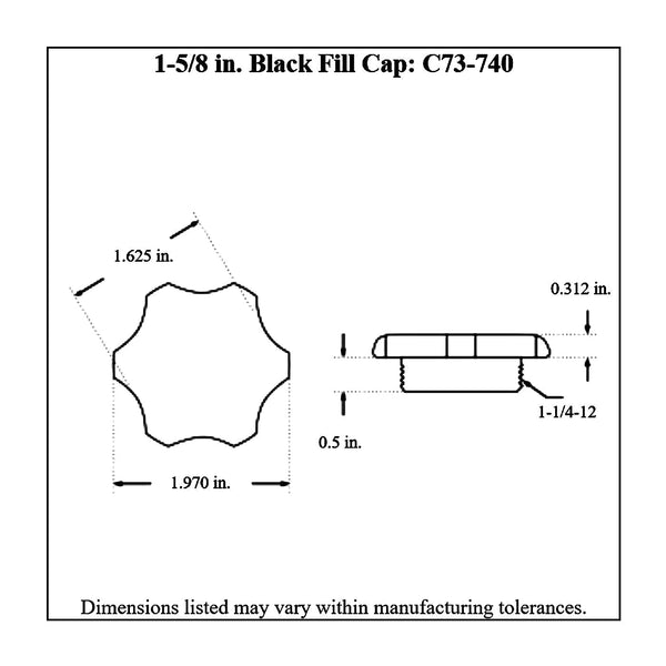 c73-730diagram_2bcb77ed-41b7-49aa-899a-b717e6ca5912 Easy Turn Fill Cap with Stainless Steel Weld Bung 1-5 8 Inch without Lanyard Boss Black