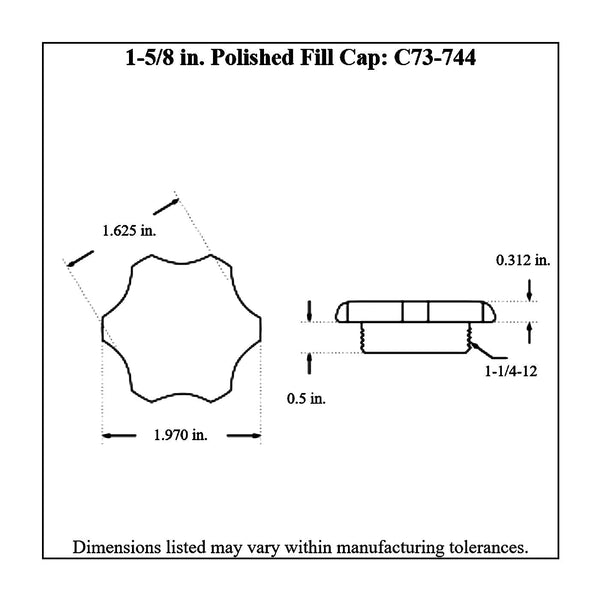 c73-734diagram_88326c8b-79d8-4f73-9ca7-6b886f3b740f Easy Turn Fill Cap with Stainless Steel Weld Bung 1-5 8 Inch without Lanyard Boss Polished