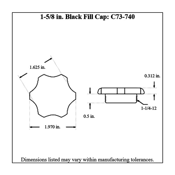 c73-735diagram_2d85be18-0988-4bb5-b78b-9f626f71f7f7 Easy Turn Fill Cap with Aluminum Weld Bung 1-5 8 Inch without Lanyard Boss 1 2 Inch Black