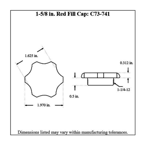 c73-736diagram_ff7392ff-e16e-4dc7-b0aa-634c78cb6c42 Easy Turn Fill Cap with Aluminum Weld Bung 1-5 8 Inch without Lanyard Boss 1 2 Inch Red