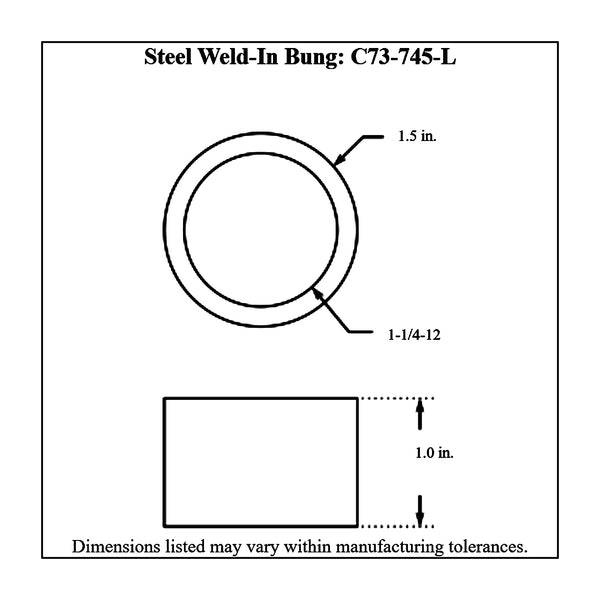 c73-745-ldiagram Weld Fill Cap Bung Steel For 1-5 8 Inch Fill Cap 1 Inch Tall