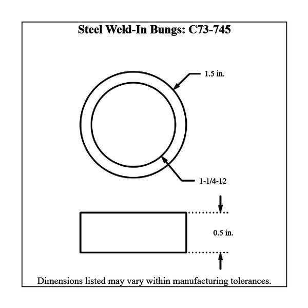 c73-745diagram Weld Fill Cap Bung Steel For 1-5 8 Inch Fill Cap 1 2 Inch Tall