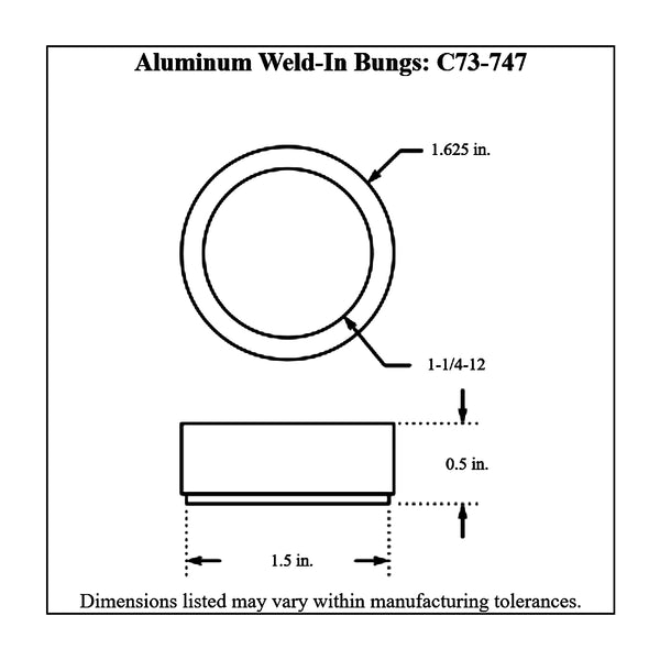 c73-747diagram Weld Fill Cap Bung Aluminum For 1-5 8 Inch Fill Cap 1 2 Inch Tall