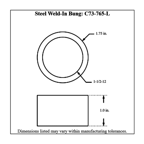 c73-765-ldiagram Weld Fill Cap Bung Steel For 2 Inch Fill Cap 1 Inch Tall