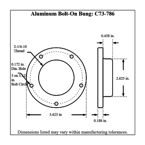 c73-775-bdiagram2 Easy Turn Fill Cap with Aluminum Bolt-On Bung 2-3 4 Inch with Lanyard Boss Black