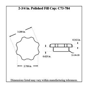 c73-779-h2diagram Pro-werks Easy Turn Filler Cap with Aluminum Remote Mount Bung 2-3 4 Inch with Lanyard Boss Remote Mount: 2 Inch Hose Polished