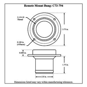 c73-794diagram Pro-werks Remote Mount Aluminum Filler Cap Bung Remote Mount: 2 Inch Hose 2-3 4 Inch Silver