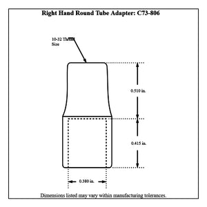 C73-806 Pro-werks 3/8" OD X .058” (0.259" ID) Tube Size, Chromoly Steel 4130N Round Tube Adapter diagram