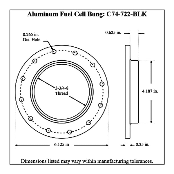 c74-717-blkdiagram2 Easy Turn Fill Cap with Lanyard Boss and Aluminum Fuel Cell Bung Black 12 Bolt: 4-1 4 Inch Cap Blue