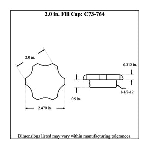c74-759-h2diagram Pro-werks Easy Turn Filler Cap with Aluminum Recessed Remote Mount Bung 2 Inch without Lanyard Boss Recessed Remote Mount: 2 Inch Hose Polished