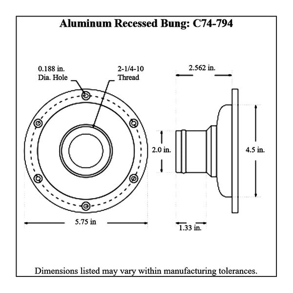 c74-779-h2diagram2 Easy Turn Fill Cap with Aluminum Remote Mount Bung 2-3 4 Inch with Lanyard Boss Recessed Remote Mount: 2 Inch Hose Polished